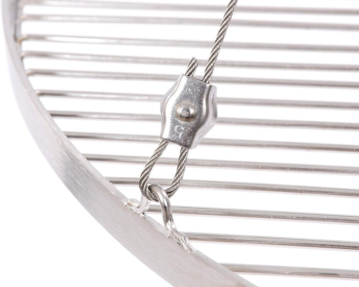 57 cm Grillrost Edelstahl für Schwenkgrill 3 Bein BBQ Grill Rost mit Seil 14 mm Stababstand