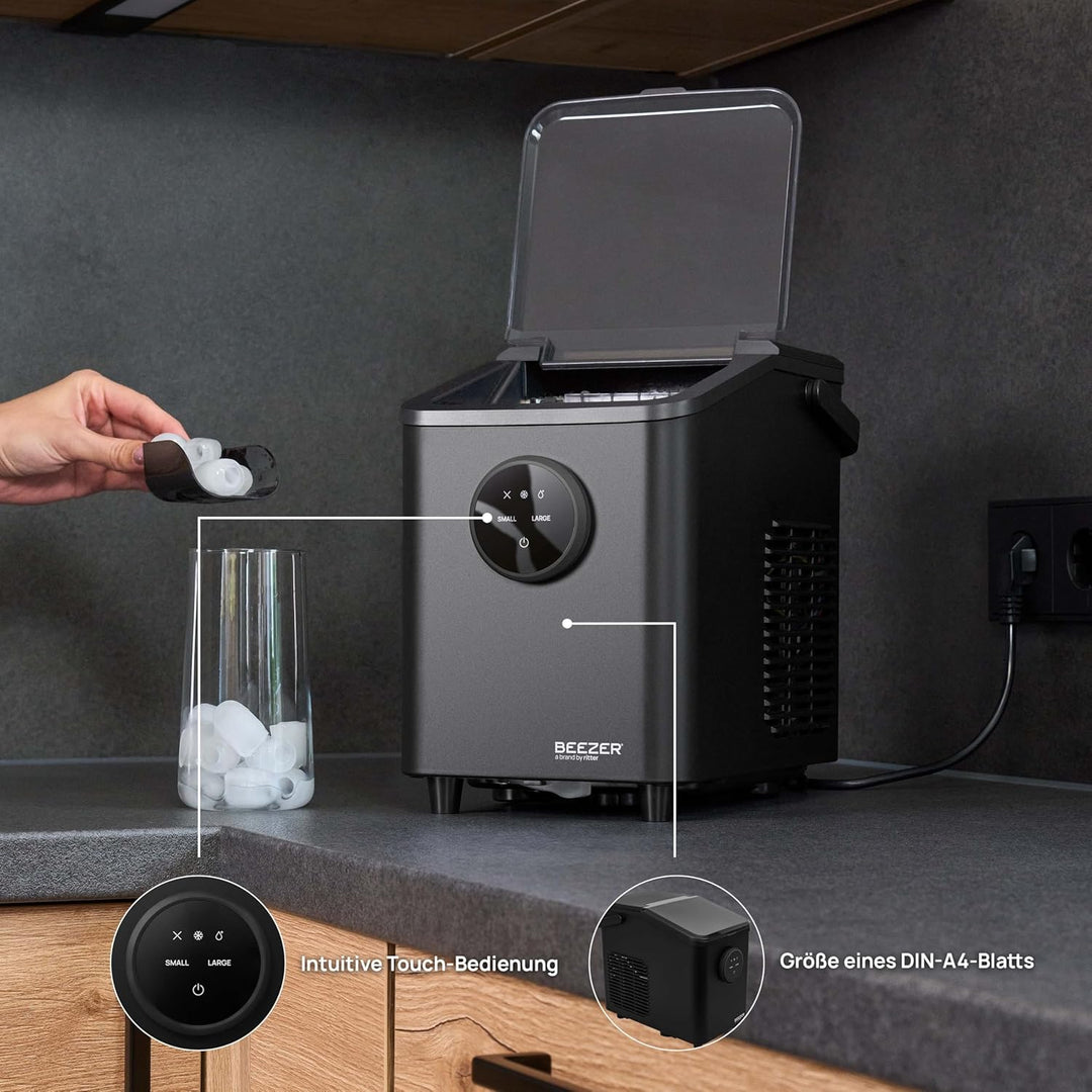 BEEZER® IceCube mini Eiswürfelmaschine - Eiswürfel jederzeit, Kompakte & tragbare Eiswürfelmaschine