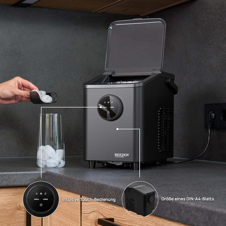 BEEZER® IceCube mini Eiswürfelmaschine - Eiswürfel jederzeit, Kompakte & tragbare Eiswürfelmaschine