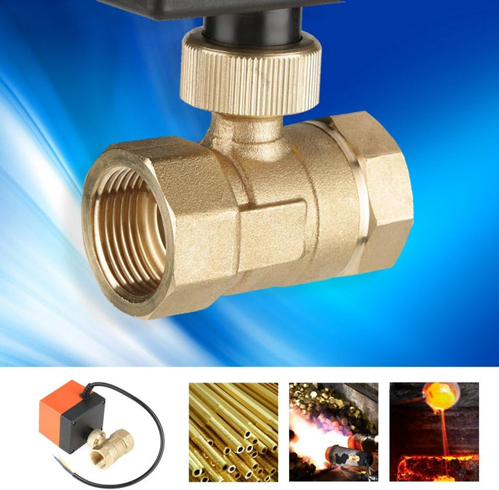 Elektrischer motorisierter Kugelhahn, AC 220 V G3/4 "DN20 2 Wege Messing Motorisierter Stellantrieb