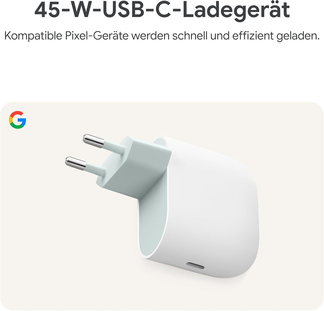 Google 45-W-USB-C-Ladegerät – Schnellladegerät für Pixel Smartphones – Kompatibel mit Made by Google