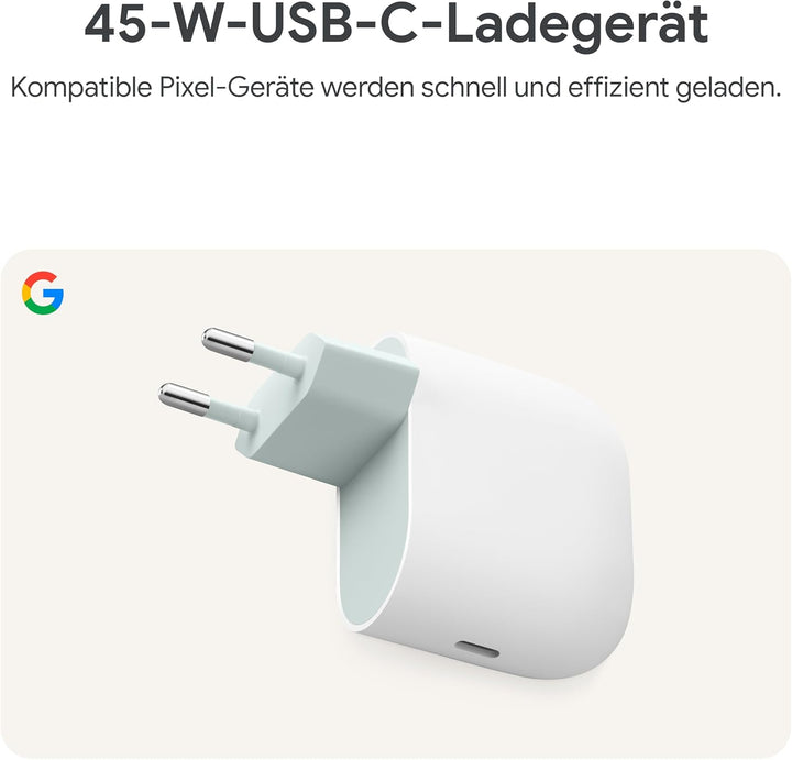 Google 45-W-USB-C-Ladegerät – Schnellladegerät für Pixel Smartphones – Kompatibel mit Made by Google