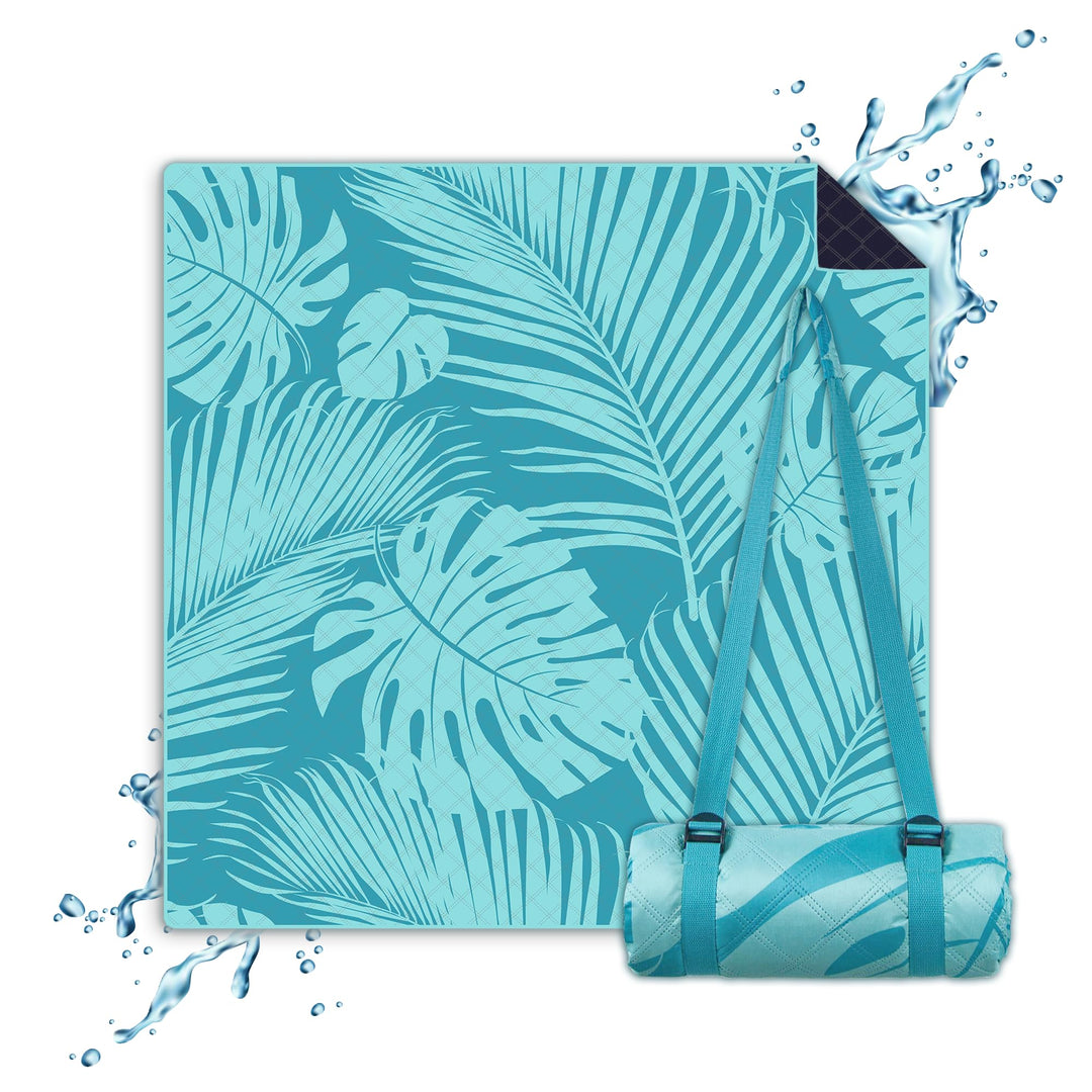 NAYA Studios® Picknickdecken (Palm Leaves) - extra grosse Picknickdecke 200x200 cm - waschbare Campi