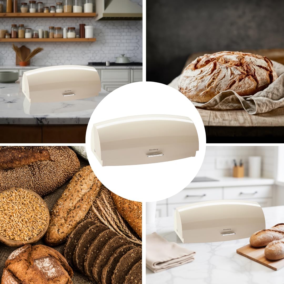 Klausberg Stahl-Brotkasten, elegant und funktional mit Glanz, Behälter für Brot, Brötchen und Kekse
