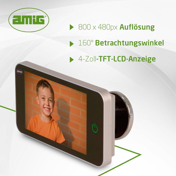 Amig - Digitaler Türspion mit 4'' LCD-Display | Video-Kamera-Spion | Einfache Installation und Verwe