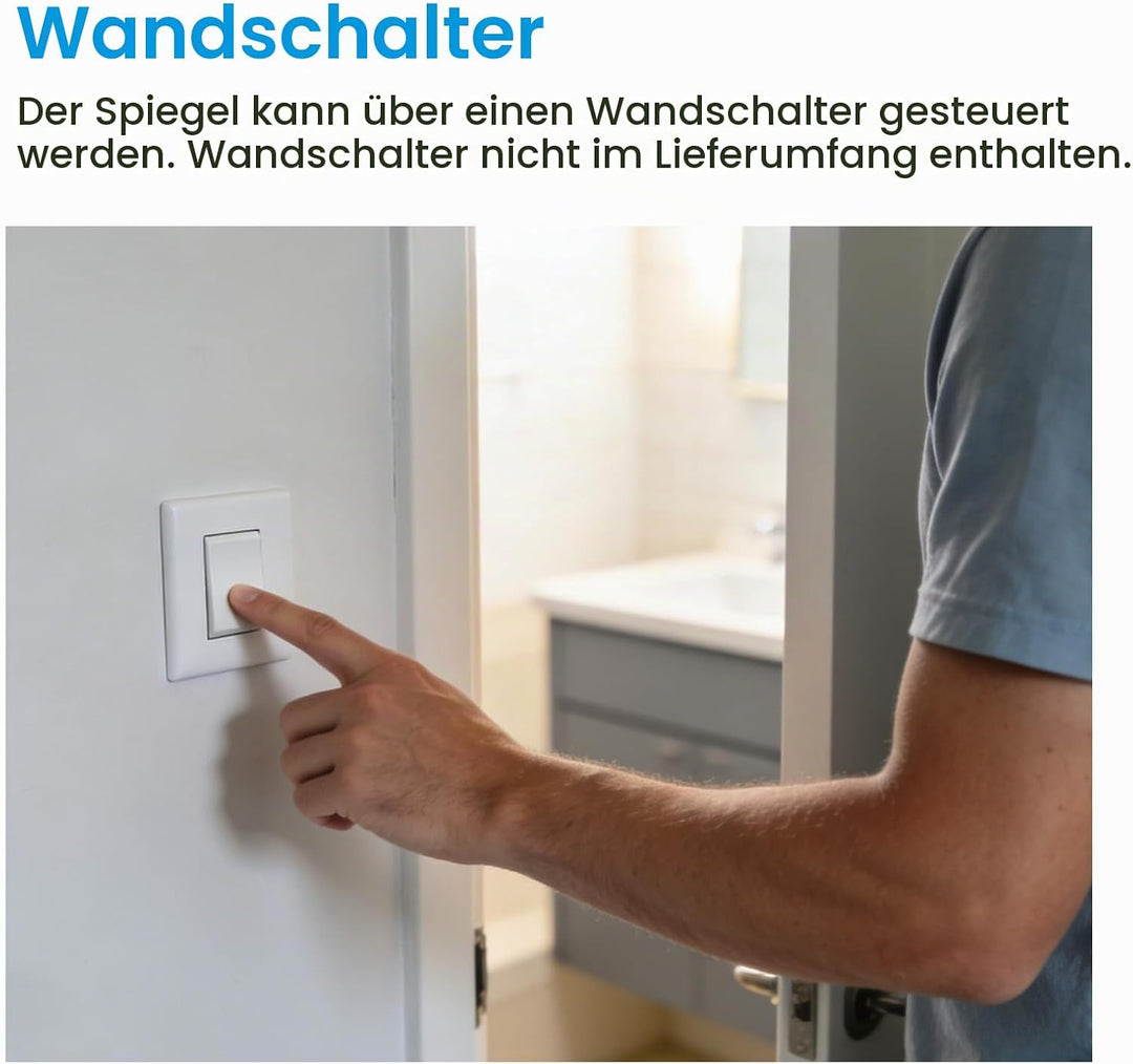 Heilmetz Badspiegel mit Beleuchtung 80x60cm Badezimmerspiegel mit Beleuchtung LED Badspiegel Warmwei
