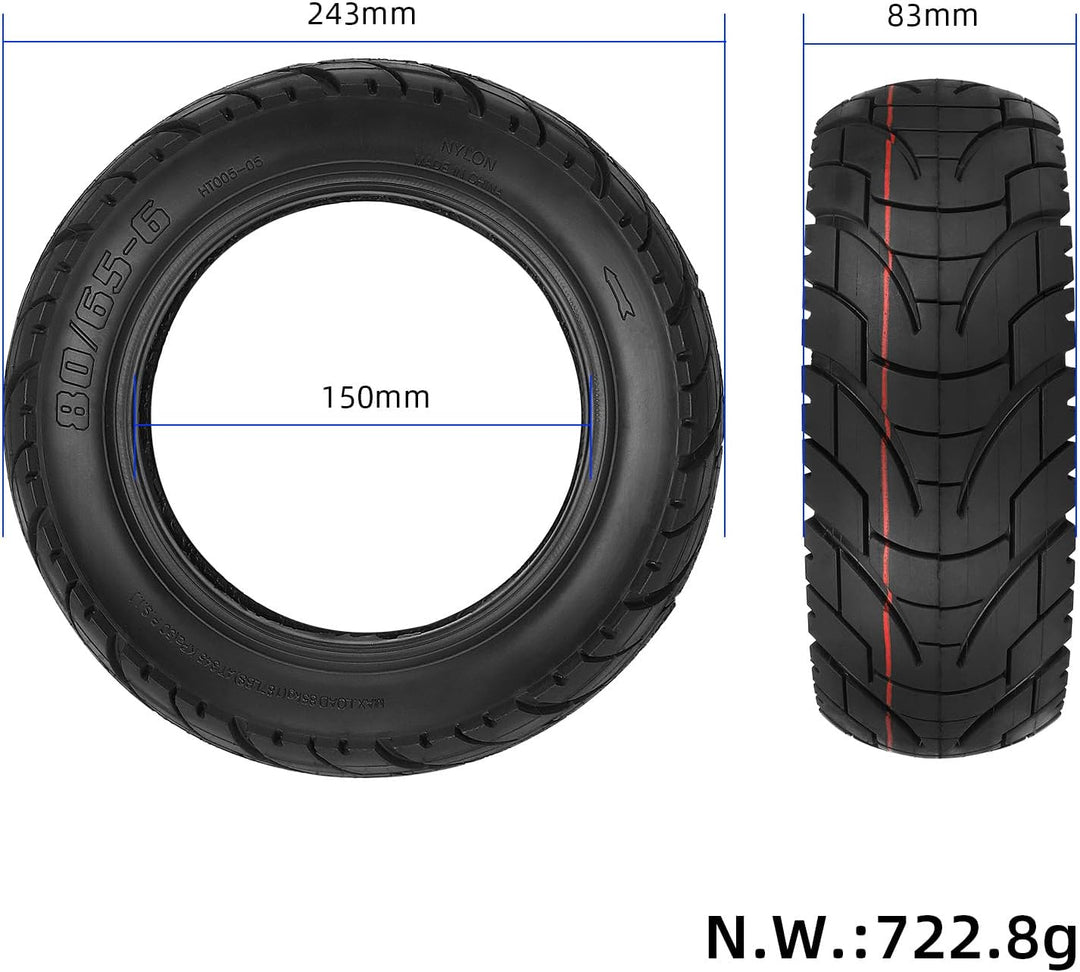 80/65-6 Strassenreifen Verdickter 10-Zoll-Luftreifen für Kukirin G2 MAX,Kukirin G3 Pro,Kugoo M4/M4 P