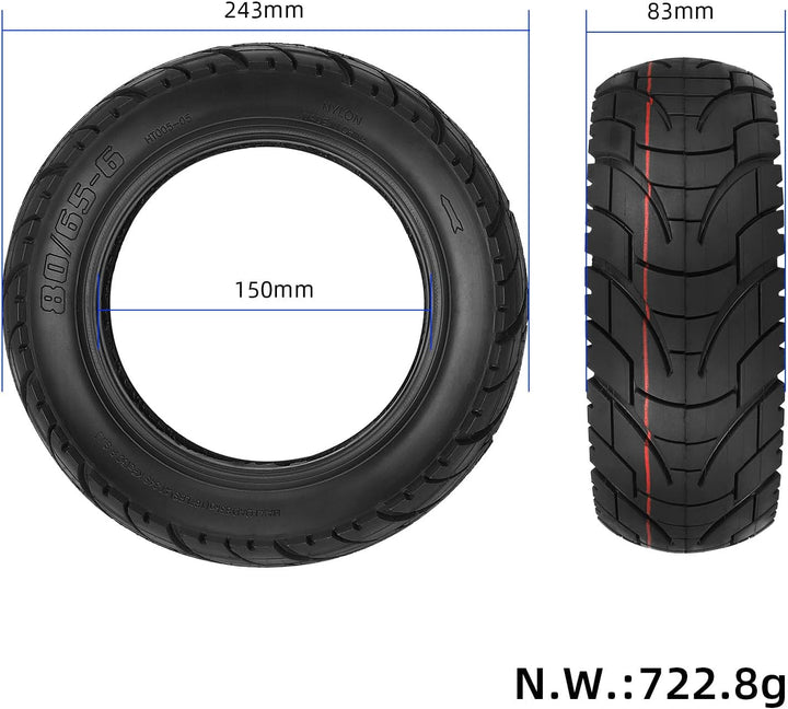 80/65-6 Strassenreifen Verdickter 10-Zoll-Luftreifen für Kukirin G2 MAX,Kukirin G3 Pro,Kugoo M4/M4 P