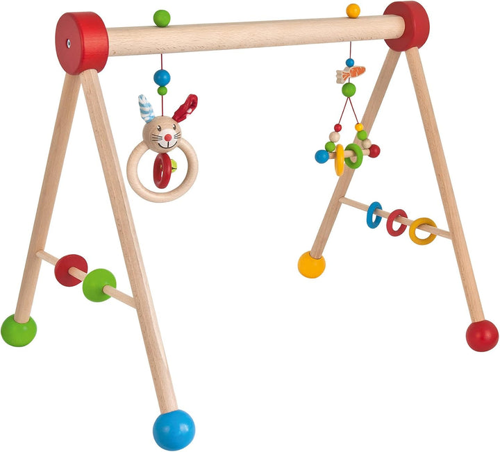 Eichhorn, Baby Gym, mit Spiel und Greiffunktion, Spieltrapez mit farbigen Hängeelementen und Holzkug