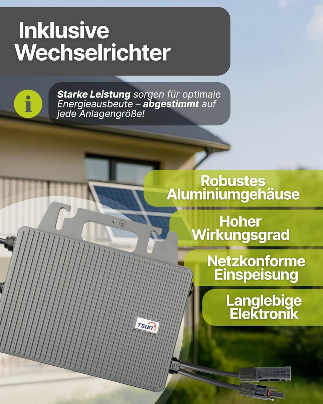 Slim-Line Modul 4er Set mit Wechselrichter Balkonkraftwerk Komplettset PV-Anlage Solaranlage, 4er Se