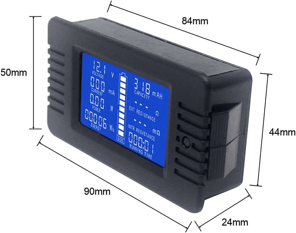 Batteriezähler DC Voltmeter Amperemeter Energie Monitor LCD Multimeter Digital Spannung Strom Cap Oh