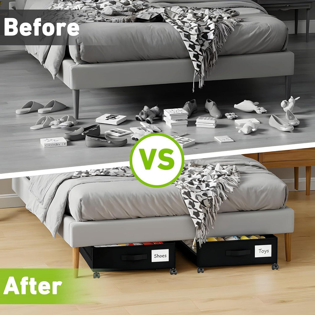 SPEEDEVE 2 Stück Unterbett Aufbewahrungsbox 50L Unterbettkommode mit Rollen Bettkasten Organizer mit