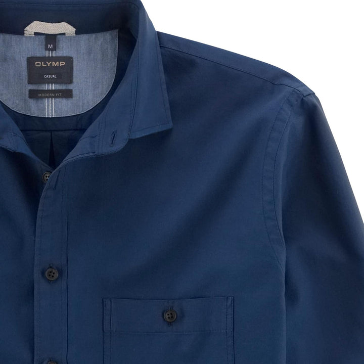 OLYMP Herren Freizeithemd Langarm Casual,Oxfort,modern fit,Kent-Kragen S Marine 18, S Marine 18