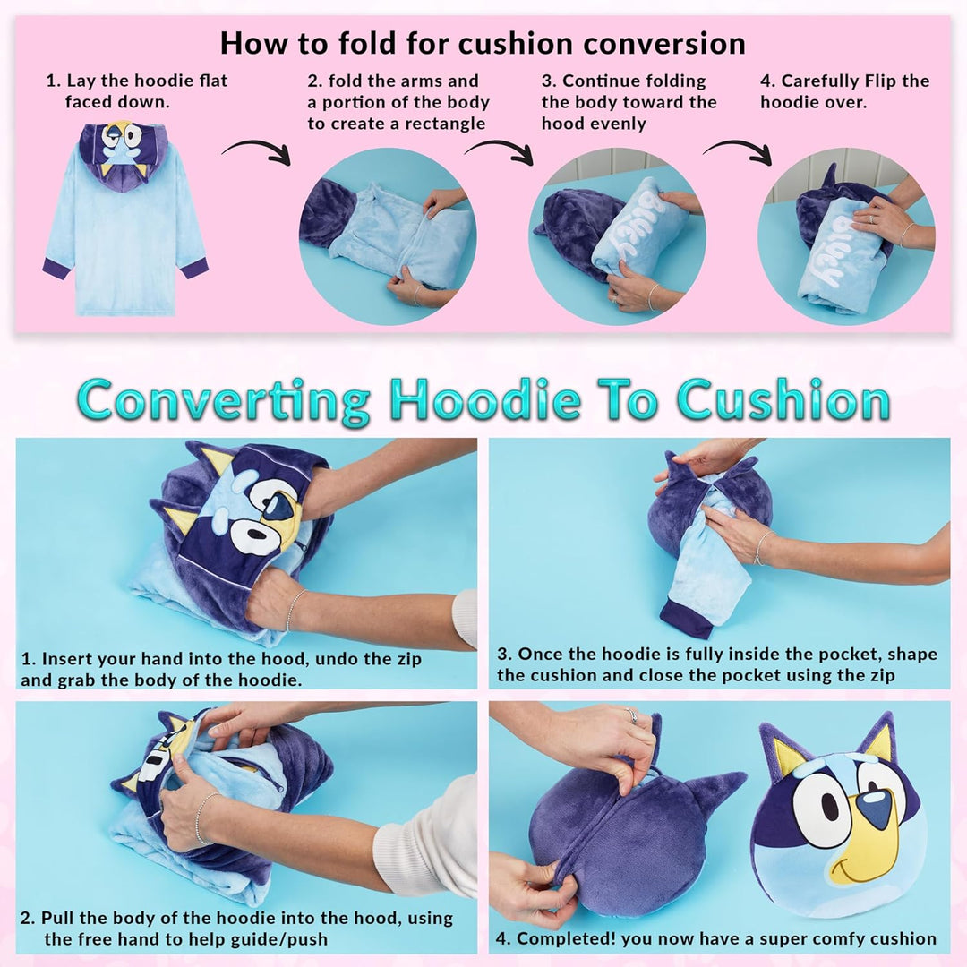 BlueY Mädchen Oversized Hoodie Decke, Fleece Pullover Kuscheldecke mit Kapuze - Geschenke für Kinder