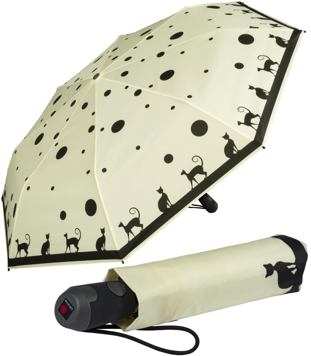 Knirps Damen Taschenschirm E.200 Duomatic - Cat ecru, 98 cm Cat-ecru, Cat-ecru