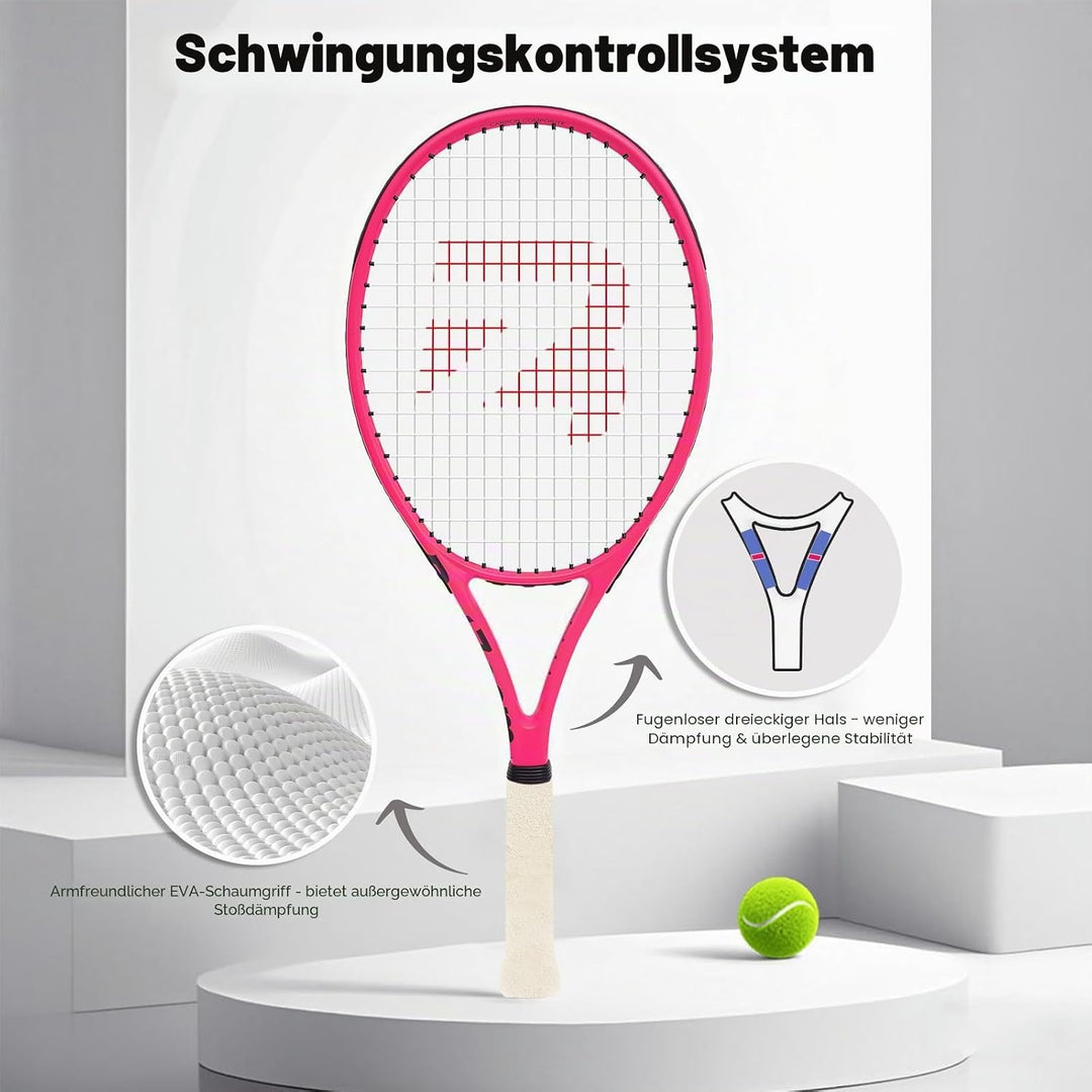 BatZoom Tennisschläger für Anfänger und Erwachsene, Leichter Graphitschläger mit komfortablem Griff,
