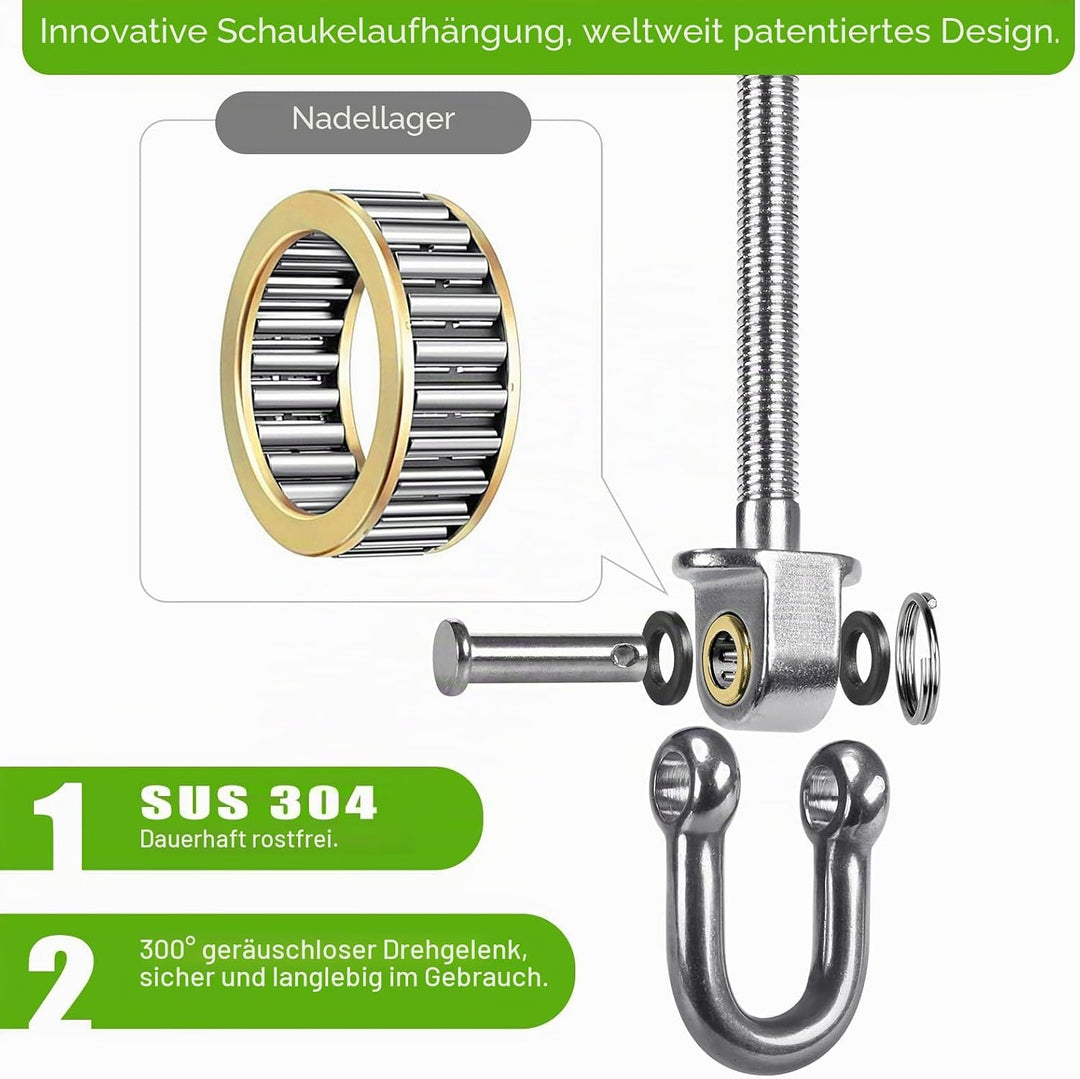 SELEWARE Set of 2 Deckenhaken Schwerlast Schaukelhaken Schaukel - 304 Edelstahl Holzbalken Deckenhal
