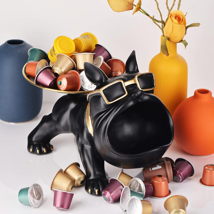 Französische Bulldogge,Moderne Dekoration aus Kunstharz,Bulldoggen-Tablett,Schlüsselhalter,Süssigkei
