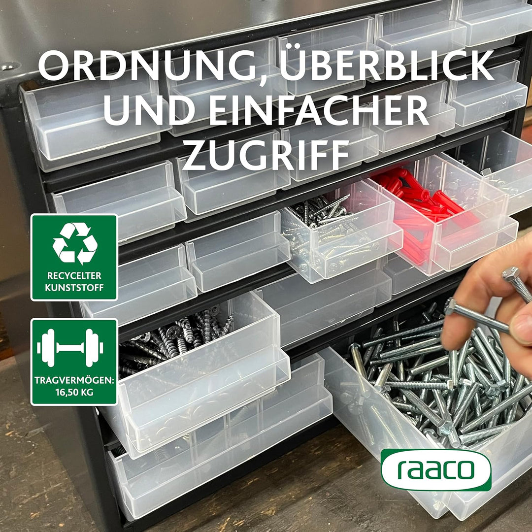 Raaco Kleinteilemagazin C6-20, 20 kg Last, 15 x 30,6 x 28,6 cm, 20 Schubladen, beschichteter Stahl,