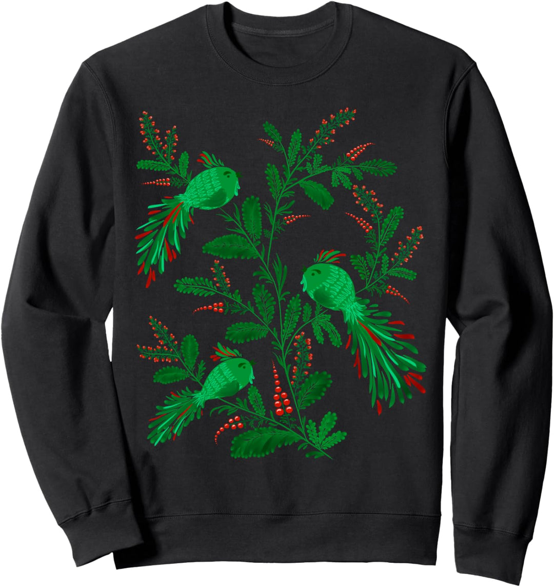 Magische Vögel -Blumen Vintage Ukrainischen Wyschywanka-Stil Sweatshirt