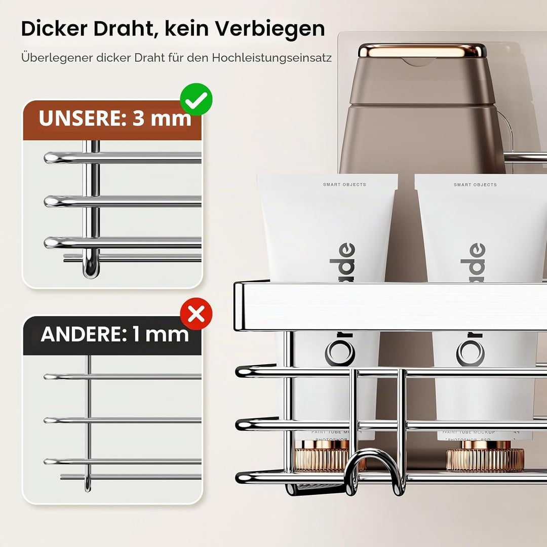 Orimade Duschablage ohne Bohren-Duschablage mit 5 Haken-duschregal Ohne Bohren SUS304 Edelstahl - 2