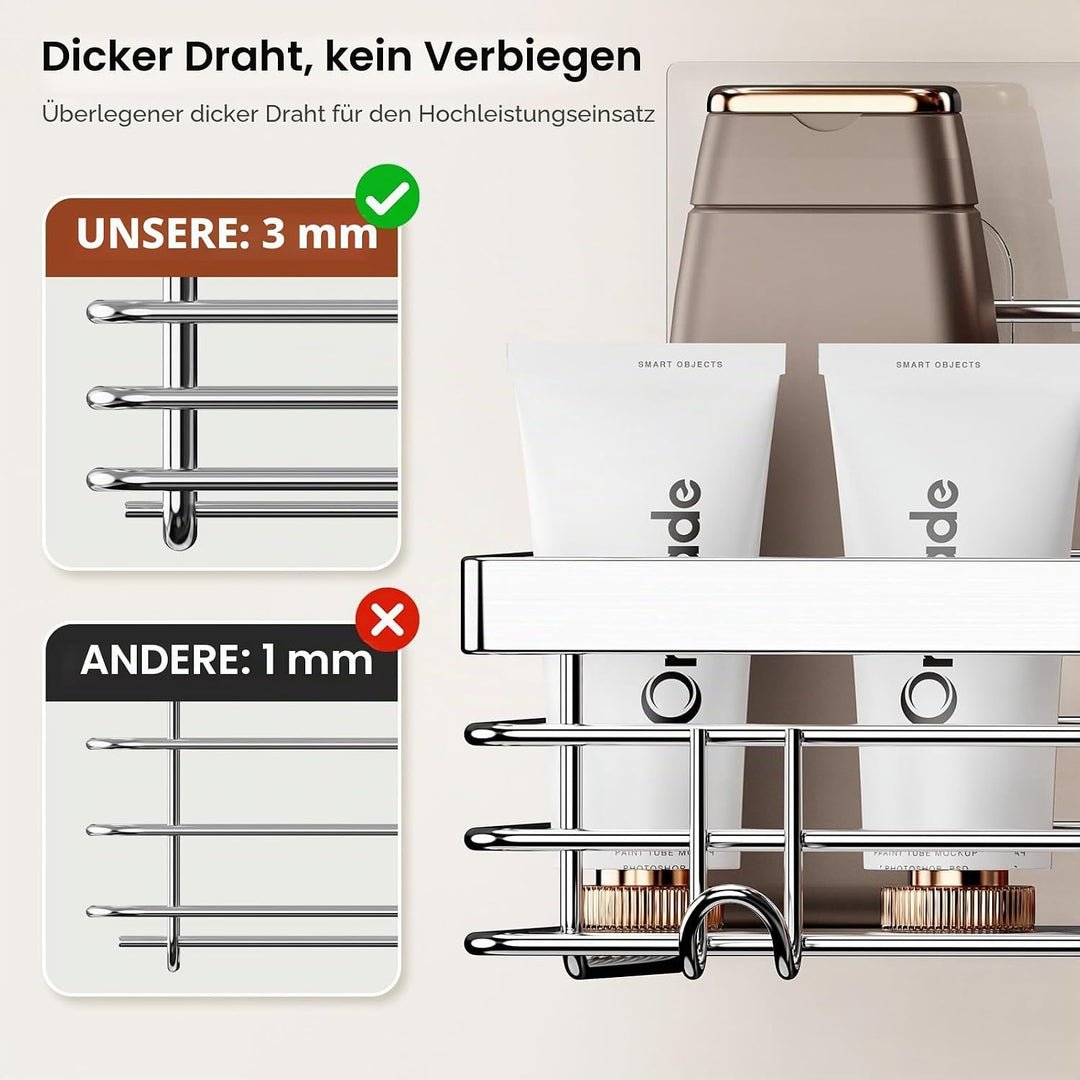 Orimade Duschablage ohne Bohren-Duschablage mit 5 Haken-duschregal Ohne Bohren SUS304 Edelstahl - 2