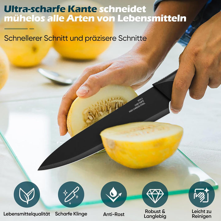 Homikit Messerblock Set, 15-tlg Edelstahl Messer Küchenmesser mit Wetzstahl, Messerblock mit Messers