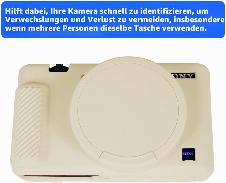 Easy Hood Silikonhülle für Sony ZV-1 Kamera,Kameratasche,Beige | mit Abnehmbarem Objektivdeckel,Krat