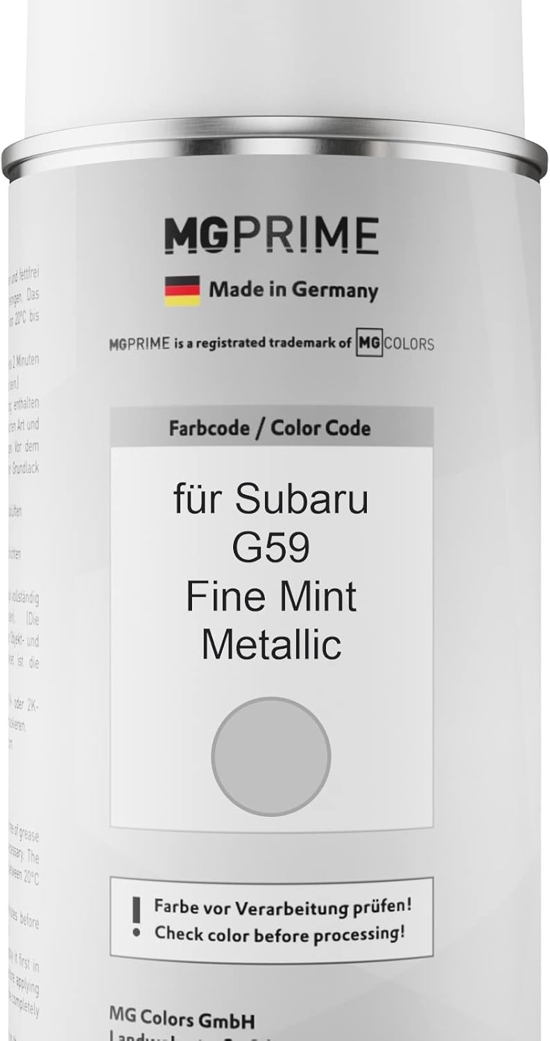 MG PRIME Autolack Sprühdosen Set für Subaru G59 Fine Mint Metallic Basislack Klarlack Spraydose 400m