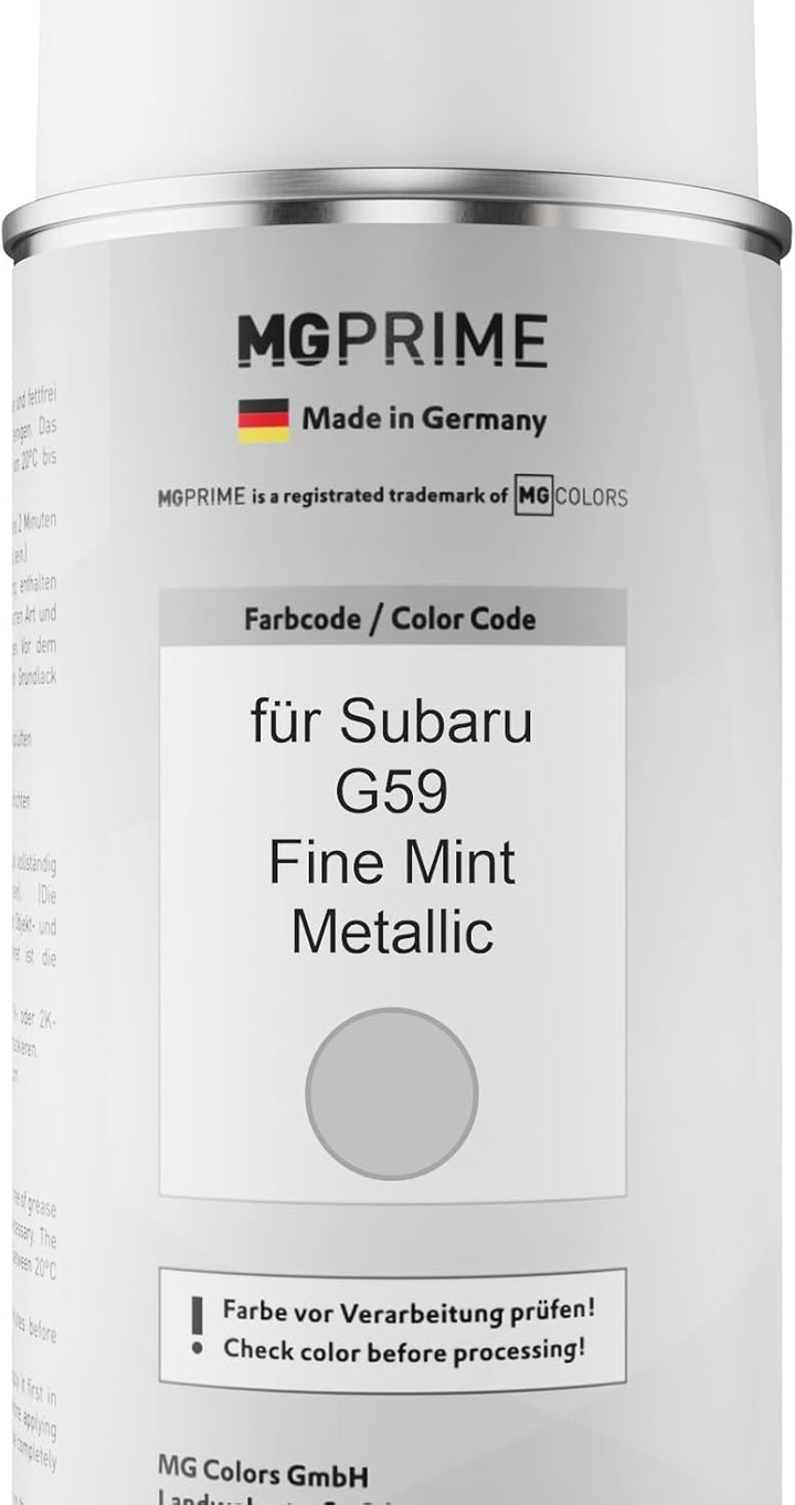 MG PRIME Autolack Sprühdosen Set für Subaru G59 Fine Mint Metallic Basislack Klarlack Spraydose 400m