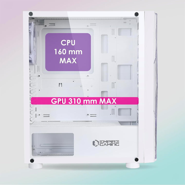 EMPIRE GAMING - PC-Gehäuse für Gamer Diamond – ARGB Medium Tower ATX/ITX – Plexiglasfront und Seiten