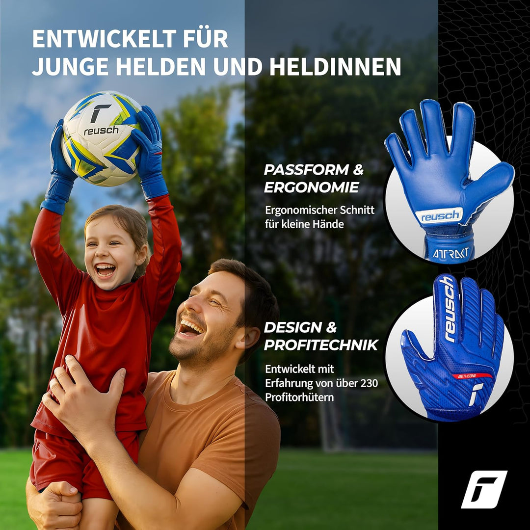Reusch Unisex Jugend Attrakt Silver Junior Torwarthandschuh 4 Deep Blue / Deep Blue, 4 Deep Blue / D