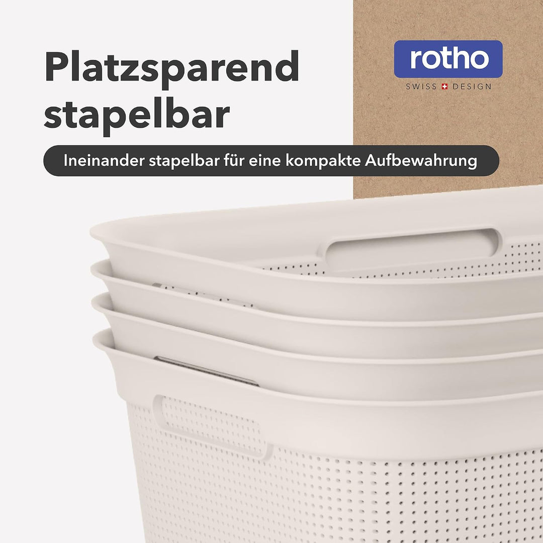 Rotho Brisen 4er-Set Wäschekorb 40l, Kunststoff (PP) BPA-frei , anthrazit,