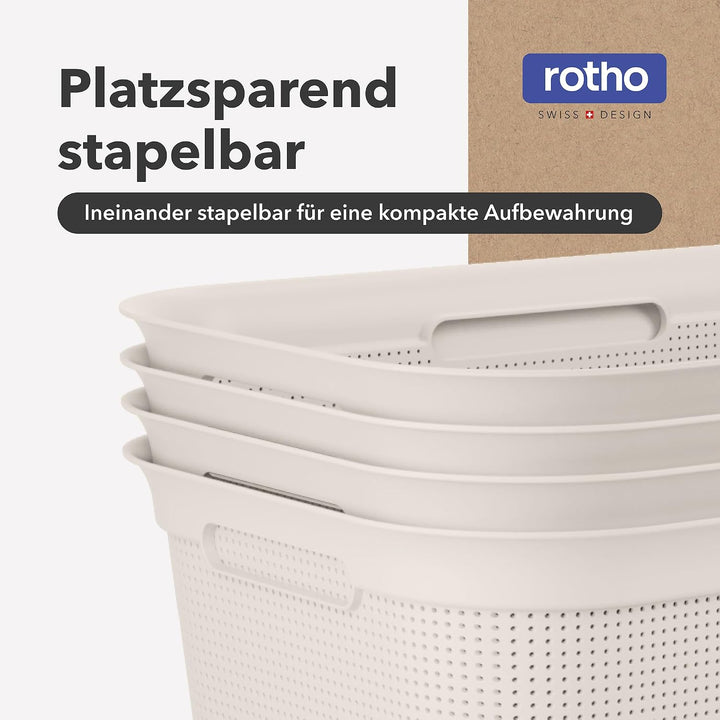 Rotho Brisen 4er-Set Wäschekorb 40l, Kunststoff (PP) BPA-frei , anthrazit,