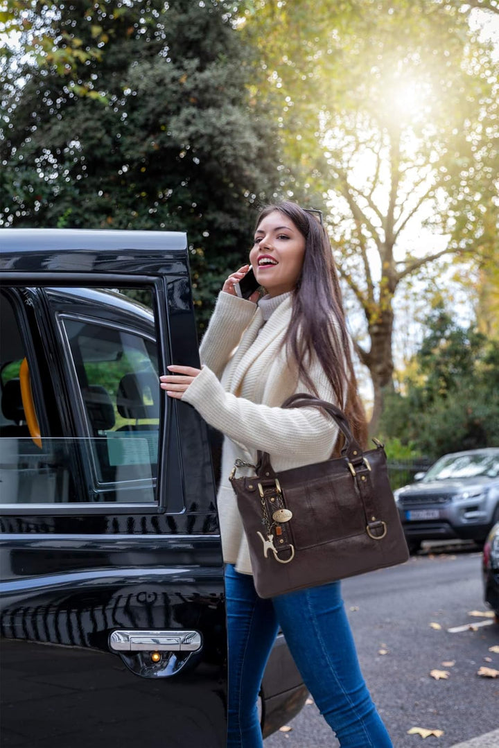 Catwalk Collection Handbags - Damen Leder Schultertasche Gross - Umhängetasche Gross - Arbeitstasche