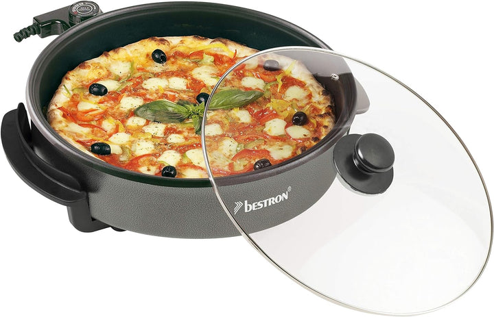 Bestron Elektrische Partypfanne, XXL-Multifunktionspfanne Ø40cm mit Glasdeckel, Antihaftbeschichtet,