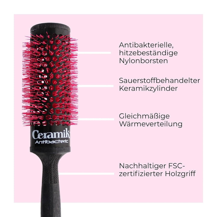 TEK - Professional Line - Antibakterielle Thermobürste mit Keramikwinde, sehr langes Haar - 42mm 42