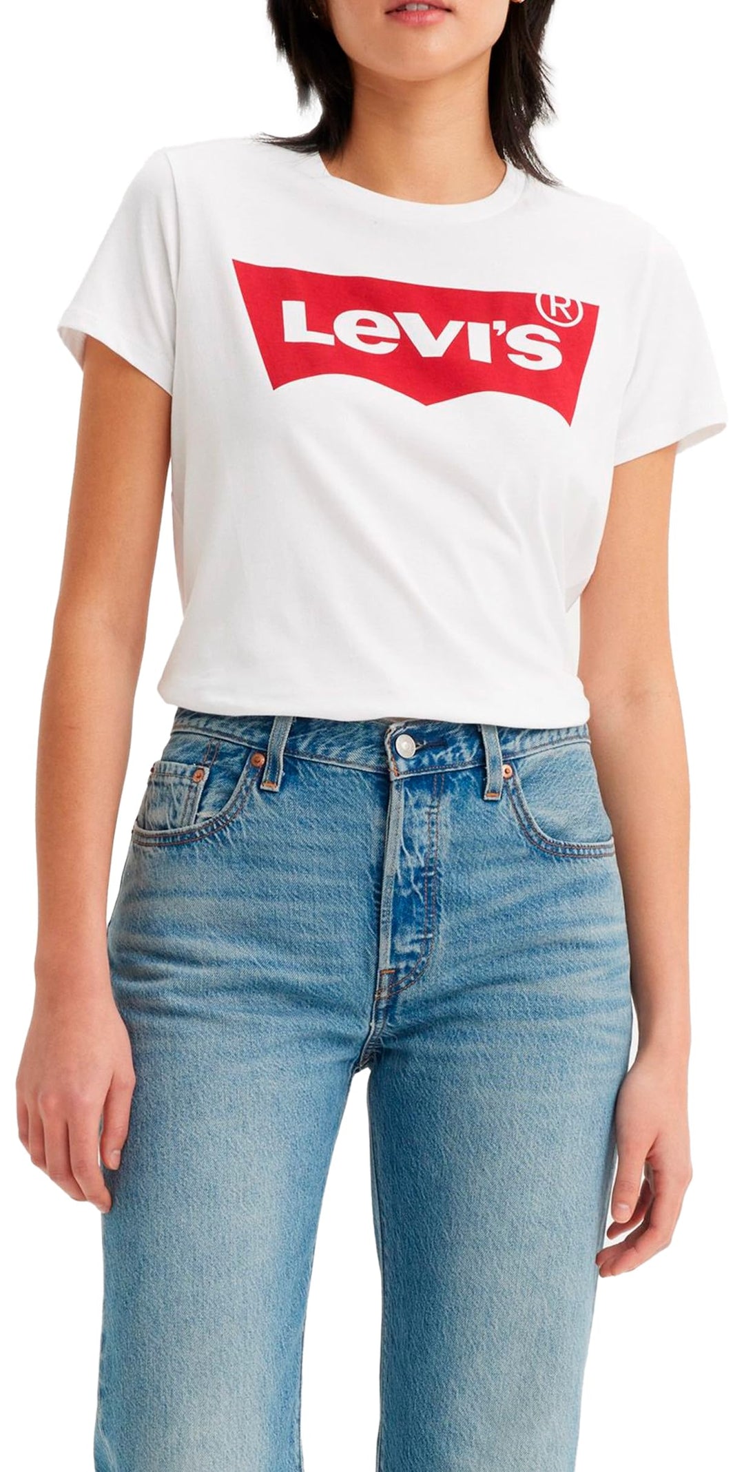 Levi's Damen The Perfect Tee T-Shirt, Large Batwing Logo XXS Batwing White, XXS Batwing White