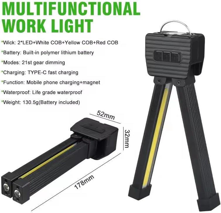 BigKing Posing Lampe Magnet, Magnetic Gym Lamp mit USB-Ladung, 4 Lichtmodi, Wasserdicht &amp; Dimmer für