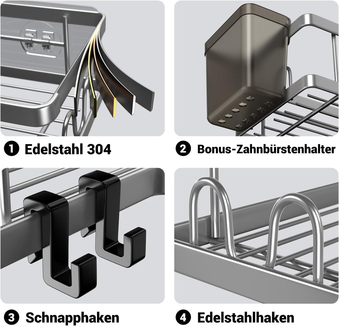 FINIBO Duschablage Ohne Bohren, 2 Stück Selbstklebend Eckregal Badezimmer Organizer, Duschregal Edel