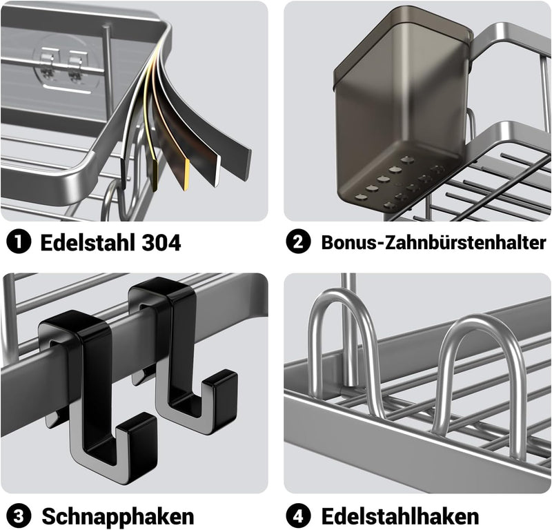 FINIBO Duschablage Ohne Bohren, 2 Stück Selbstklebend Eckregal Badezimmer Organizer, Duschregal Edel