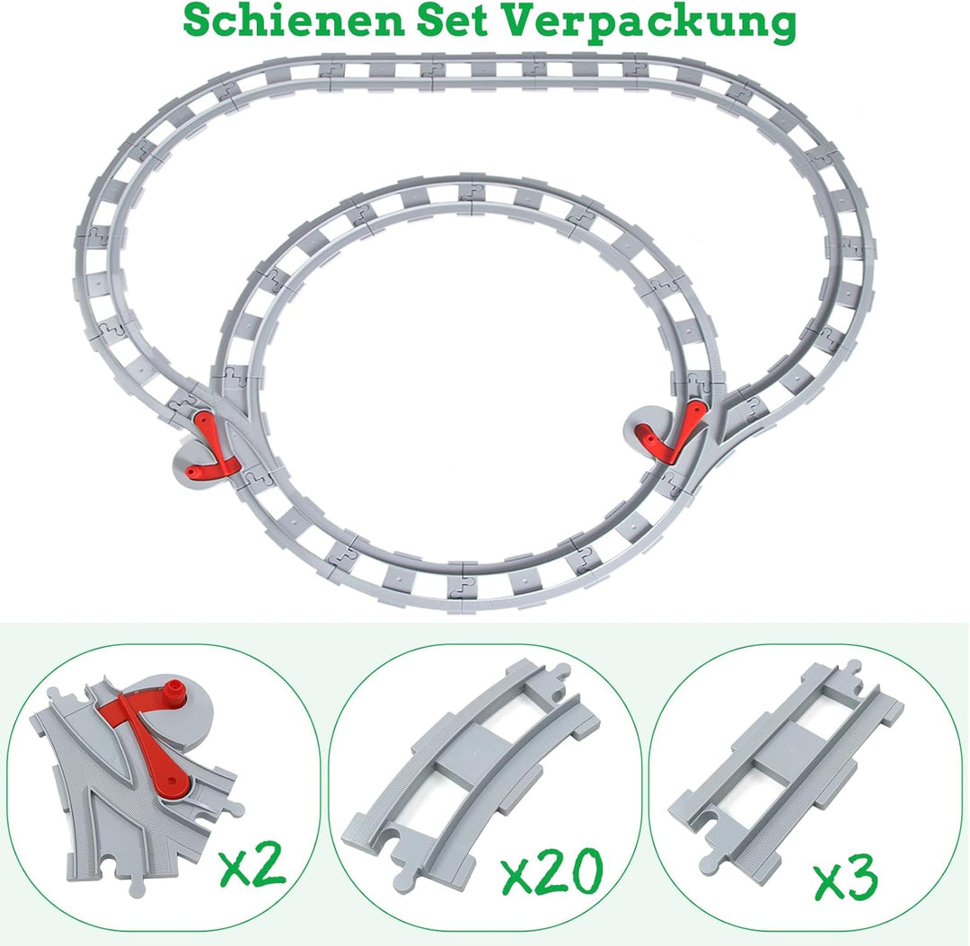 Bausteine Schienen Set, Spielzeug Eisenbahnschienen, bestehend aus Cross Track Gerade, Kurven Schien