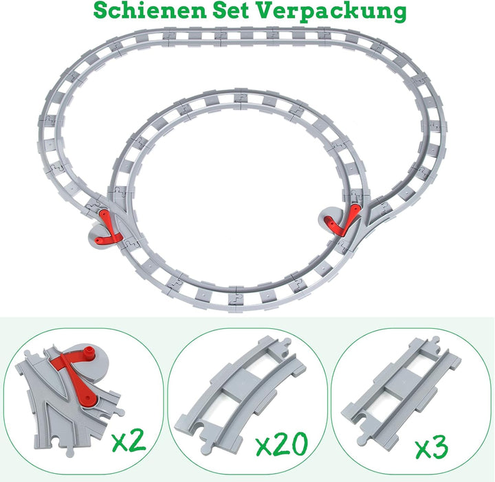 Bausteine Schienen Set, Spielzeug Eisenbahnschienen, bestehend aus Cross Track Gerade, Kurven Schien