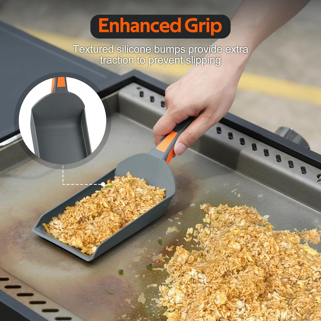 Onlyfire 4 Grillbesteck Set, Plancha Spachtel Set Enthält 2 Grillspachtel, Grillschaufel und Grillza