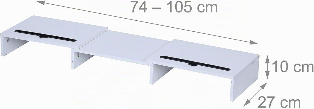 Relaxdays Monitorständer, 2 Monitore, ausziehbare Segmente, Breite 74-105 cm, ergonomische Bildschir