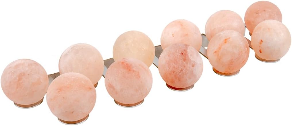 Himalayan Salzkugeln mit Edelstahl-Wandhalterung - Natürlicher Luftreiniger und Salztherapie für die