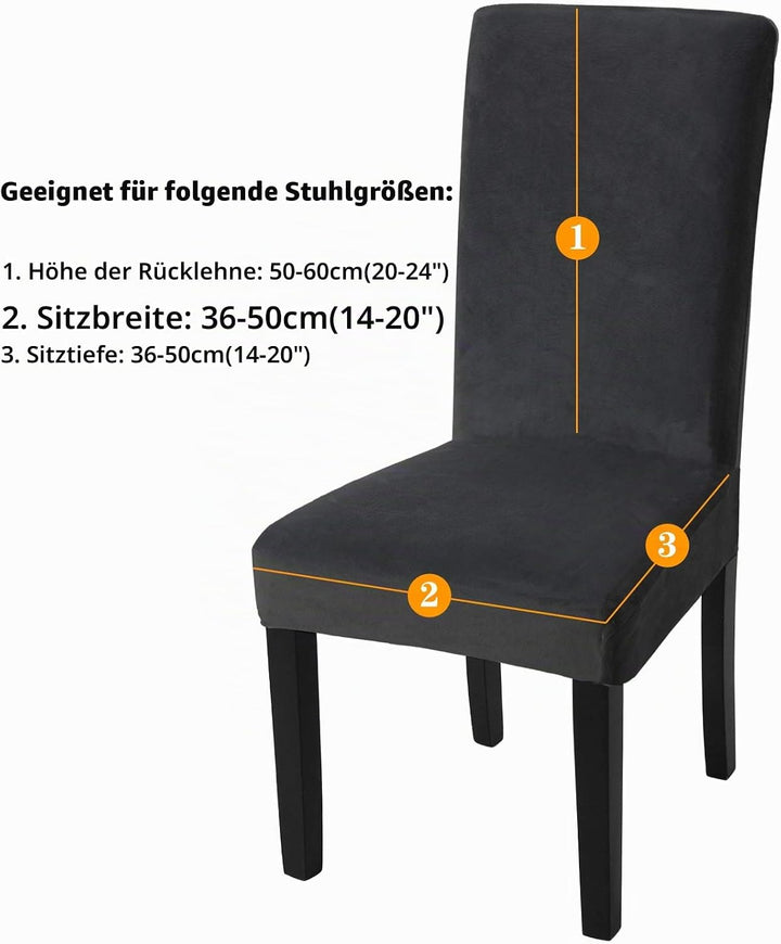 Fuloon Stuhlhussen Samt, Universal Stuhlüberzug,6er Set Samt Stretch Stuhlbezug Protector Cover, Abn