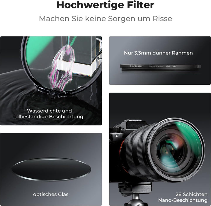 K&amp;F CONCEPT 58mm ND64 Filter (6 Blendenstufen) Fester ND Filter,Graufilter | Optikglas mit 28-lagige
