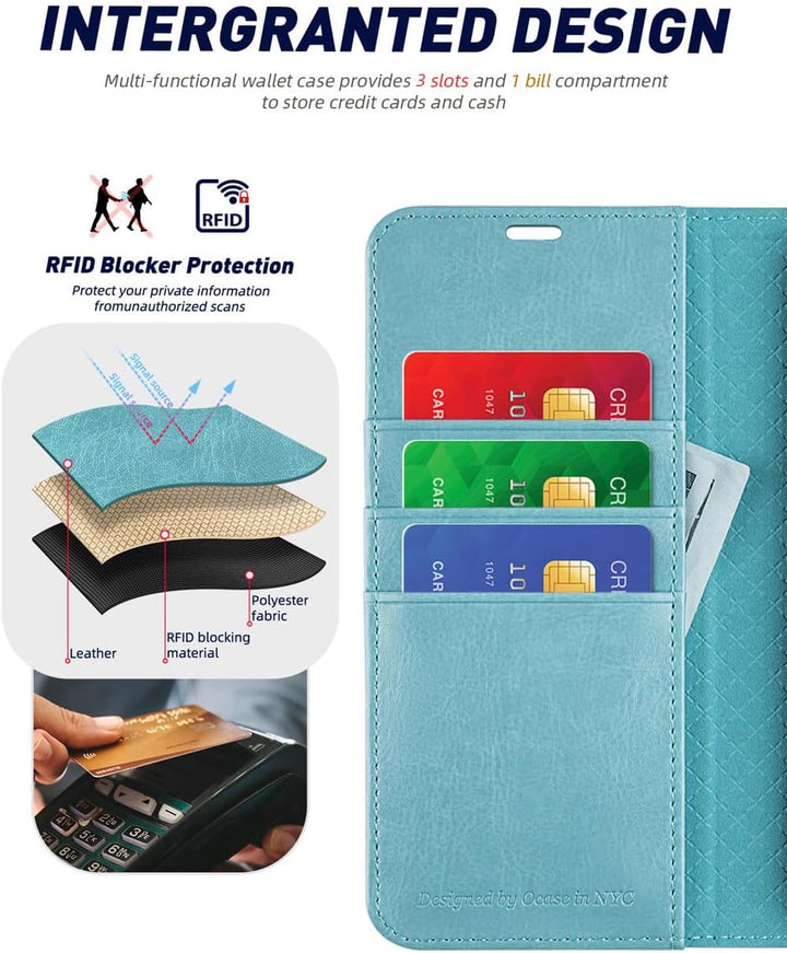 OCASE Handyhülle für Samsung Galaxy S24 5G Hülle Premium Leder Flip Klappbare Klapphülle Stossfeste