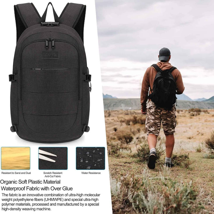 Tzowla Anti Diebstahl Laptop Rucksack für Herren,Rucksack Wasserdicht mit USB-Ladeanschluss und Schl